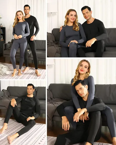 Vista 5 de ViCherub Thermal Underwear for Men Fleece Lined Long Johns Base Layer Top and Bottom Set for Cold Weather