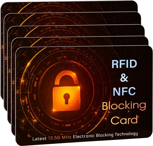 Vista 15 de SaiTech IT Paquete de 5 Tarjetas de Bloqueo RFID, Una Tarjeta Protege Toda la Billetera y Cartera, Protector de Tarjetas de Débito y Crédito