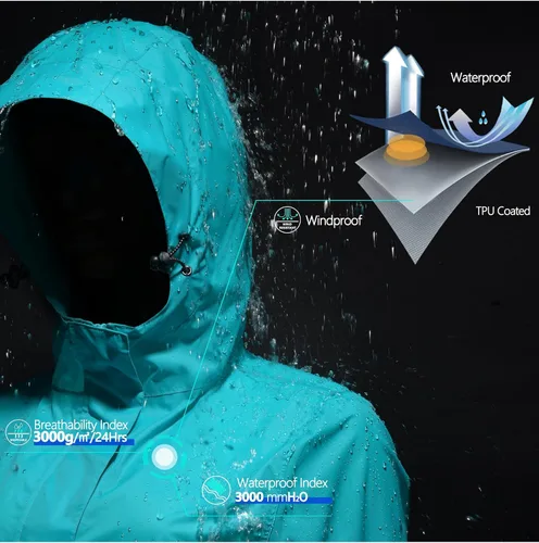 Vista 3 de Mapamyumco Chaqueta impermeable ligera para mujer, con capucha