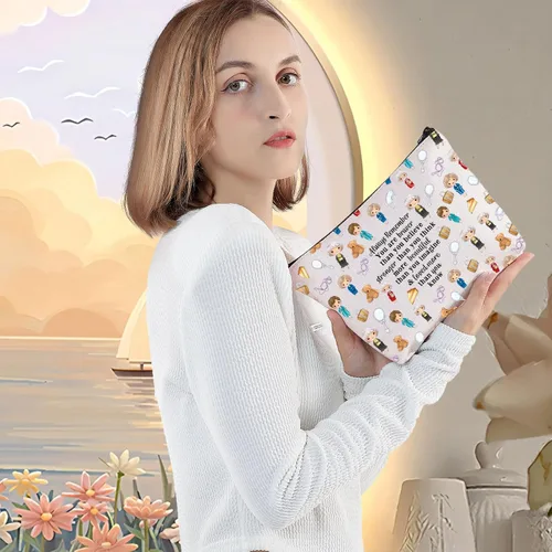 Vista 5 de LEVLO Bolsa de maquillaje de inspiración dorada, regalo para fanáticos del programa de televisión dorado, eres más valiente y más inteligente de lo