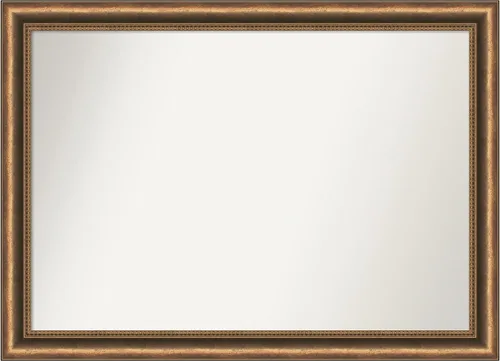 Vista 38 de Amanti Art Espejo de baño de bronce para sobre fregadero, 24 x 24 pulgadas, espejo de tocador cuadrado estrecho de bronce Manhattan, marco de madera