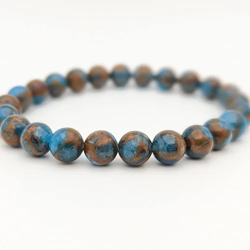 Vista 5 de Pulsera Ojo de Tigre y Aventurina Azul - Piedra Semipreciosa Natural Unisex 0.315 in Bead Stretch, aventurina azul y ojo de tigre
