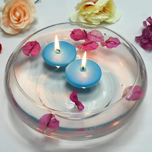 Vista 4 de Zest Candle Velas flotantes de 24 piezas, 2.25 pulgadas, turquesa