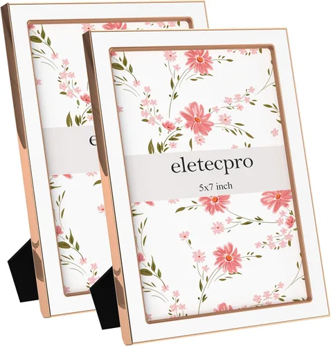Vista 31 de eletecpro 4x6 Enamel Picture Frame with Real Glass Cover, Pink, 1-Pack Rosa con oro