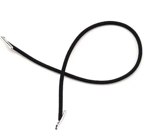 Vista 7 de 50 cuerdas elásticas negras de púas de 9.8 pulgadas con extremos de metal para sombreros, letreros e insignias