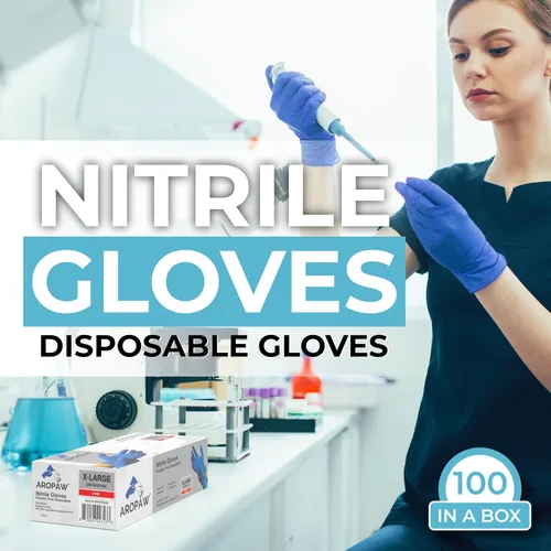Vista 2 de Guantes azules de nitrilo, guantes desechables, cómodos, sin polvo, sin látex