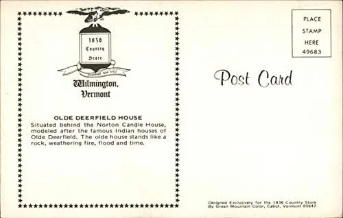 Vista 2 de Olde Deerfield House Wilmington, Vermont VT Original Vintage Postcard