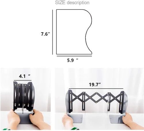 Vista 3 de Sujetalibros ajustable de escritorio con soporte extensible