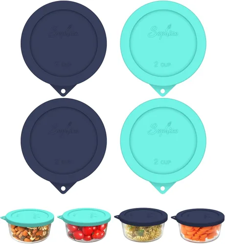 Vista 21 de Sophico - Tapas redondas de silicona para recipiente de almacenamiento de 2 tazas, reemplazo para Pyrex 7200-PC y cuencos de vidrio Anchor Hocking