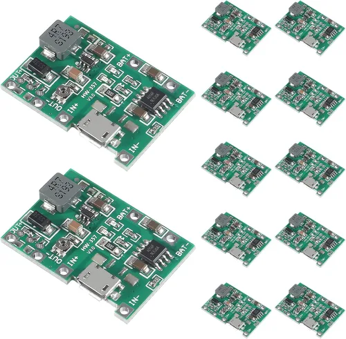 Vista 8 de 12 unids 2A USB 18650 litio Li-ion cargador módulo ajustable Boost Módulo DC-DC 3.7V a 5V 9V 12V Step Up Boost Module TP4056 DIY Kit piezas