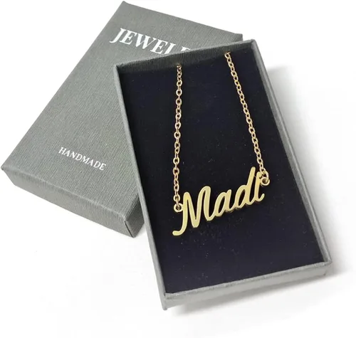 Vista 6 de Aoloshow Collar con nombre personalizado con cualquier nombre, joyería para mujer, regalo de dama de honor para nueva mamá, Metal, no aplica