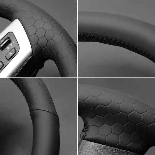 Vista 4 de MEWANT Funda de volante de automóvil para Mazda MX-5 2016 2017 2018 2019 cuero cosido a mano
