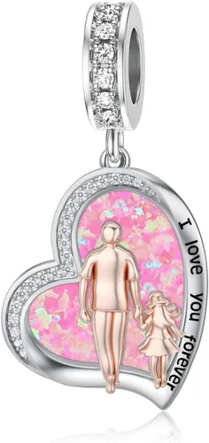 Vista 6 de PROESS Dije para padre, madre e hija, pulsera de plata de ley para pulseras, regalos de cumpleaños, día de San Valentín, para hija, madre, amante