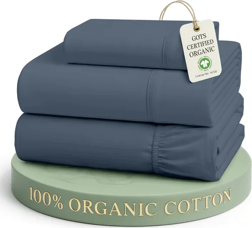 Vista 22 de LANE LINEN - Juego de 2 sábanas de fibras largas 100 % algodón orgánico, percal de fibras largas, ultrasuave y transpirable, para colchones de hasta
