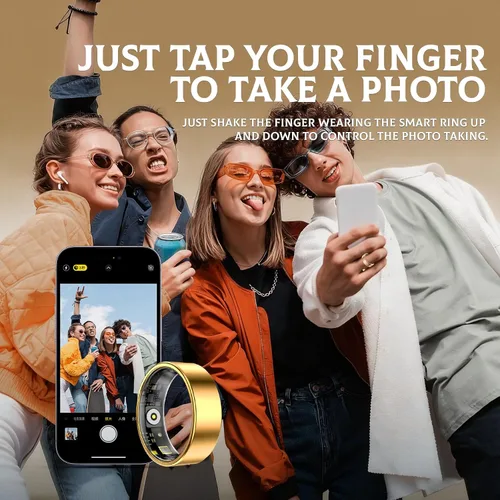 Vista 5 de Anillo inteligente para mujeres y hombres, rastreador de fitness y salud con monitor de frecuencia cardíaca, oxígeno en sangre, rastreador de sueño