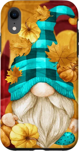 Vista 24 de iPhone 16 Buffalo Plaid Gnomie Cute Autumn Accessories With Fall Gnome Case
