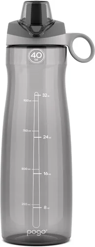 Vista 14 de Pogo Botella de agua de plástico tritán sin bisfenol A con tapa con pico de 18 onzas, color azul