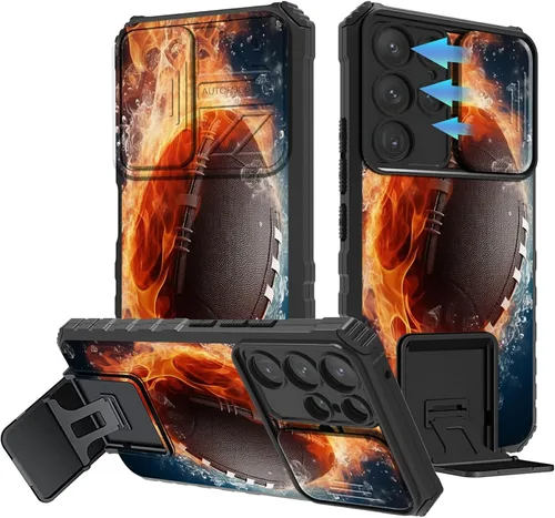Vista 66 de Funda para Samsung Galaxy A13 5G/4G/A04S, Galaxy A13 5G con cubierta de cámara deslizante, funda de doble capa integrada con función atril