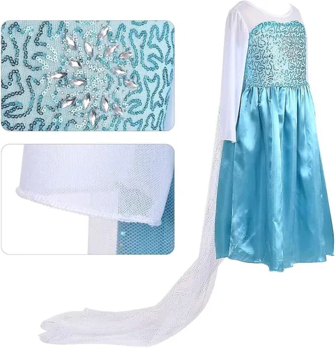 Vista 5 de LOEL Vestido de princesa, disfraces de princesa para niña, cumpleaños, Halloween, Navidad, cosplay