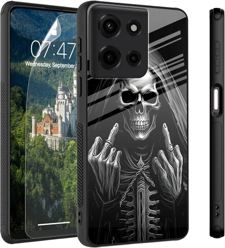 Vista 7 de Funda para Motorola Moto Edge 2022, cubierta trasera de vidrio templado con protector de pantalla, funda protectora a prueba de golpes para Motorola