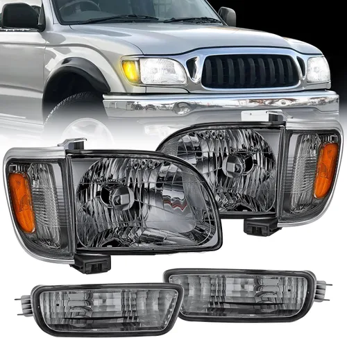 Vista 10 de Nilight Combo de faros delanteros y luces traseras para Toyota Tacoma 2001 Carcasa negra + reflector ámbar con luz trasera