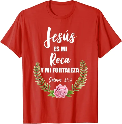 Vista 7 de Jesus ES Mi Roca - Camiseta con versículo bíblico cristiano español Salmos Asphalt Grey