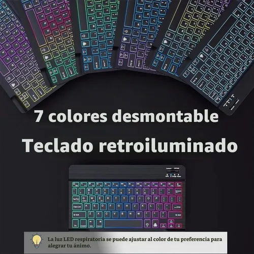Vista 2 de Funda para teclado para Galaxy Tab S6 Lite de 10.4 pulgadas 2024/2022/2020, cubierta de teclado Bluetooth magnético desmontable con retroiluminación