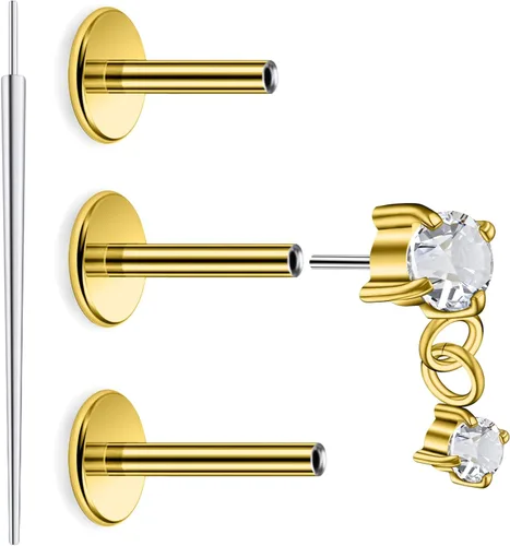 Vista 13 de 20G 18G 16G Astm F136 Titanio Sin Rosca Parte Trasera Plana Aretes Tragus Hélice Concha Joyería de Piercing Nariz Labio Anillos Hélice Frontal