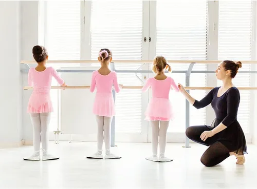 Vista 5 de DANSHOW Leotardo básico de manga larga para niñas con falda para bailar y bailar con tutú