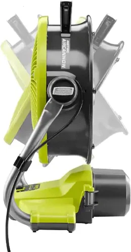 Vista 2 de RYOBI ONE+ - Kit de ventilador híbrido inalámbrico WHISPER de 12 pulgadas con batería de 4.0 Ah y cargador, mediano, verde