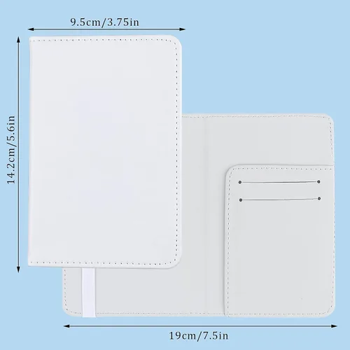 Vista 4 de 4 piezas DIY sublimación pasaporte titular cubiertas, cuero de PU en blanco transferencia de calor viaje pasaporte libro titular cartera cubierta