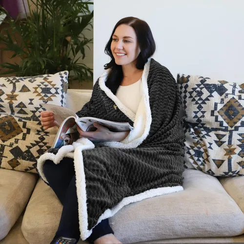 Vista 3 de Catalonia Sherpa - Manta para sofá cama, súper suave, cómoda y esponjosa reversible. Cobija de felpa de lana para todas las estaciones para adultos