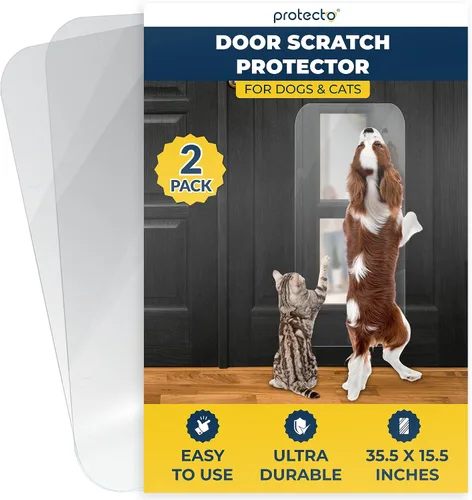 Vista 12 de PROTECTO Door Protector from Dog Scratching, 18x12 - Door Scratch Guard Heavy Duty Door Scratch Protector for Cats & Dogs, Clear Scratch Shield