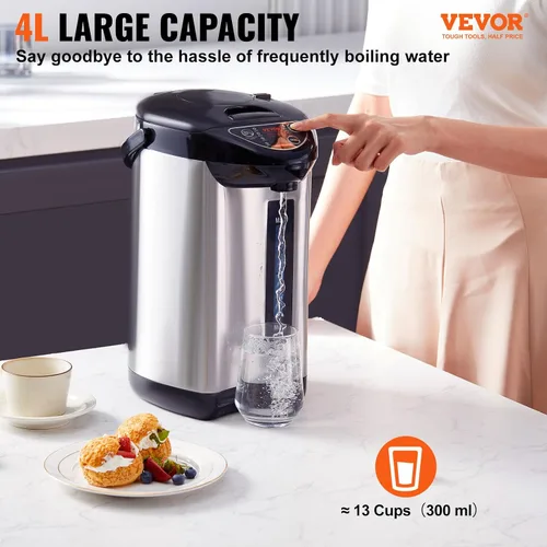 Vista 27 de VEVOR Dispensador de agua caliente, caldera y calentador de agua ajustable de 4 temperaturas, calentador de agua de encimera de acero inoxidable