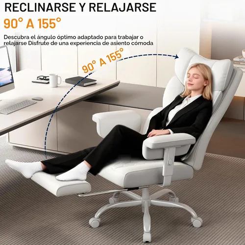 Vista 3 de Misolant Silla de oficina grande y alta con reposapiés, silla de escritorio ejecutiva de respaldo alto con reposabrazos de elevación ajustable Todo