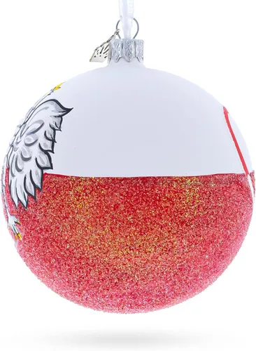 Vista 2 de Bandera de Polonia bola de cristal adorno de Navidad 4 pulgadas