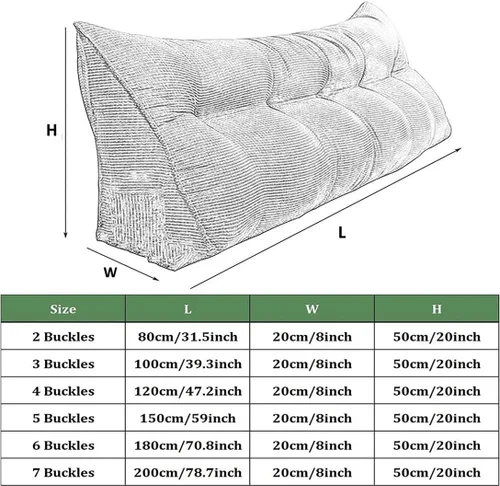 Vista 7 de Almohada triangular para cabecero, almohada de cuña grande para respaldo de lectura para sofá cama, cojín triangular con bolsillo y funda extraíble