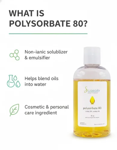 Vista 2 de Soapeauty Polysorbate 80 (Tween 80, T-Maz 80) Solubilizador y emulsionante de grado cosmético 100% puro Para cuidado de la piel, baño y cuerpo