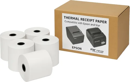 Vista 3 de Rollos de papel para impresora térmica de recibos 3 1/8 [80mm] [8 cm x 70 m] - 1 rollo