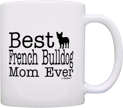 Vista 14 de ThisWear Dog Owner Gifts Best French Bulldog Dad Ever Paw Pattern Gift - Taza de café de cerámica de 11 onzas con mango y patrón de hueso