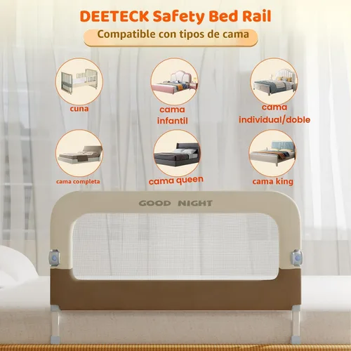 Vista 7 de Riel de cama para niños pequeños, rieles de cama de 31 pulgadas Beige con caqui