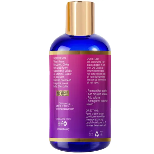 Vista 2 de Fenogreco - Champú y acondicionador de manteca de karité Crecimiento del cabello, hidratación, retención de longitud, detener la rotura. 16 oz