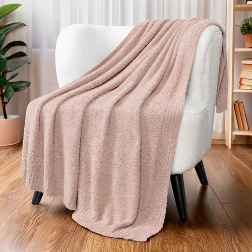 Vista 26 de PAVILIA Manta supersuave para sofá, manta mullida y acogedora de peso ligero en negro; manta de punto cálida y esponjosa para cama o sofá, 50x60
