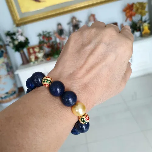 Vista 9 de Heavens Tvcz Lapislázuli - Pulsera de piedra preciosa azul natural de 0.559in para mujeres y hombres, joyería de chakra de piedra curativa