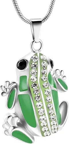Vista 12 de Collar de urna con forma de rana, collar de urna para cenizas, soporte de recuerdo conmemorativo, collar de suéter