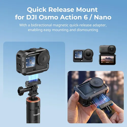 Vista 2 de SmallRig Trípode de palo selfie extensible de 59 pulgadas para cámara de acción, con adaptador bidireccional de liberación rápida para Osmo Action