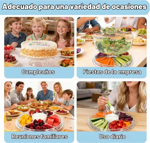 Vista 8 de Masthome Soporte acrílico para tartas con tapa, juego multiusos 6 en 1