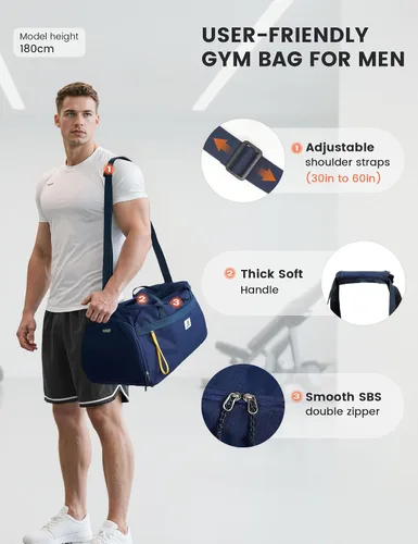 Vista 5 de SKYSPER Bolsa de gimnasio para hombres y mujeres con compartimento para zapatos, bolsa de lona de gimnasio de mano para viajes y deportes, bolsa