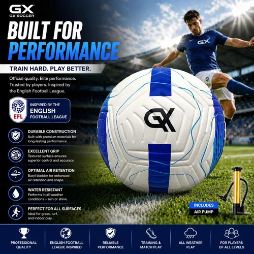 Vista 2 de GX - Balón de fútbol profesional con textura tamaño 5, piel resistente a la intemperie.