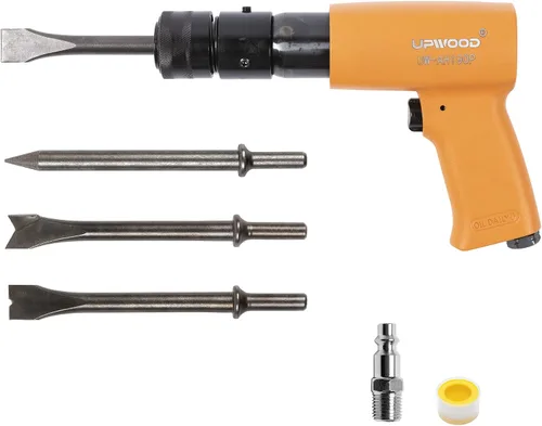 Vista 10 de Kit de martillo de aire de cañón corto UPWOOD UW-AH150 con retenedor de cambio rápido y 4 cinceles, trazo de 1-5/8 pulgadas, 4500 RPM, peso ligero